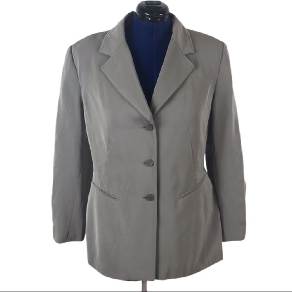 Kasper for ASL 16 grey 3 button classic core preppy career blazer